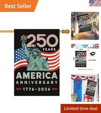 Double-Sided 28x40 Inch USA Flag - Commemorate 250 with Statue of Liberty