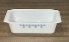 Vintage MCM Pyrex # 913 Loaf Bread Pan Blue Snowflake Garland Baking Dish EUC