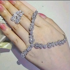 Stunning Bridal Jewlery Set 18k White GOLD Plated with Cubic Zirconia