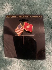 Mitchell Proffitt Company USA USMC Flags Costume Jewelry Pin