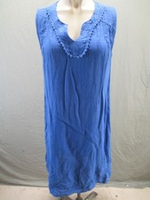 Elena Baldi Size M Womens Blue 100 Linen Sleeveless Beauty A Line Dress 615