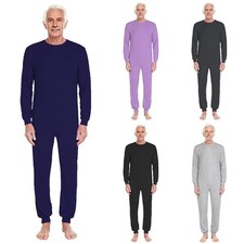 US Men Anti-strip Adaptive Jumpsuit Crew Neck Long Sleeve Back Zipper Romper