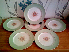 6 x W H Grindley Satin White Tudor Star Staffordshire Salad/ Luncheon Plates