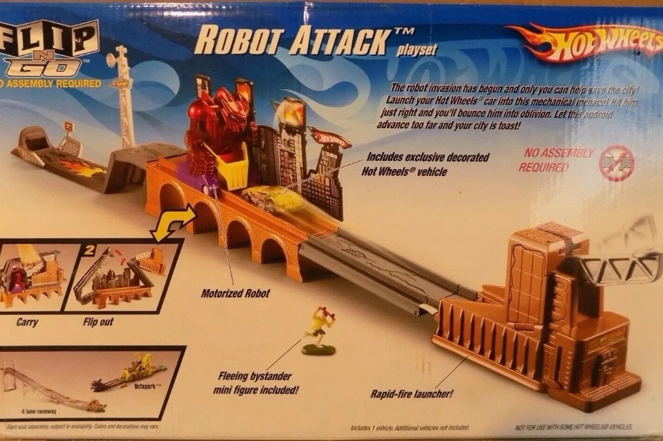 Hot Wheels Flip n Go ROBOT ATTACK Playset Mattel Vintage 2007 - Image 2 of 4