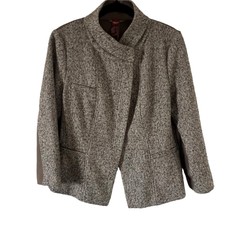Olsen Europe Blazer Size L Wool Blend Woven Stretchy Jersey Mixed Jacket Coat