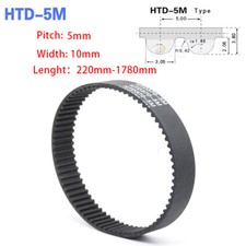 HTD-5M Closed Loop Synchronou Timing Belt 5mm Pitch 10mm Width for Pulley CNC 3D