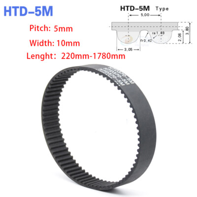 HTD-5M Closed Loop Synchronou Timing Belt 5mm Pitch 10mm Width for Pulley CNC 3D