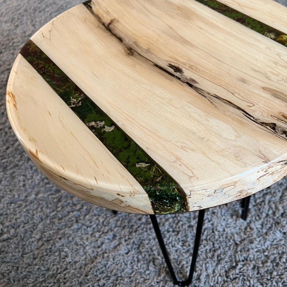 Epoxy Live End Table / Side Table / Rocks Mosaic / Natural Edge Side Table - Image 3 of 4