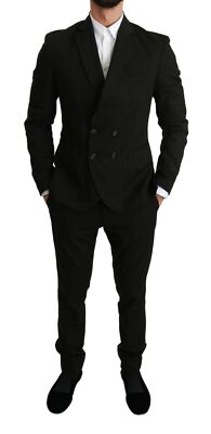 PRIMO EMPORIO Suit Black Solid Double Breasted Piece EU48