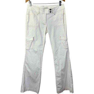WHBM Pants 6 White Noir Flare Leg Cargo Y2K Low Rise