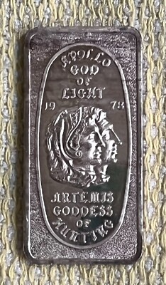 APOLLO ARTEMIS Great Lakes Mint GLM 1978 One Ounce .999 Fine Silver Art Bar