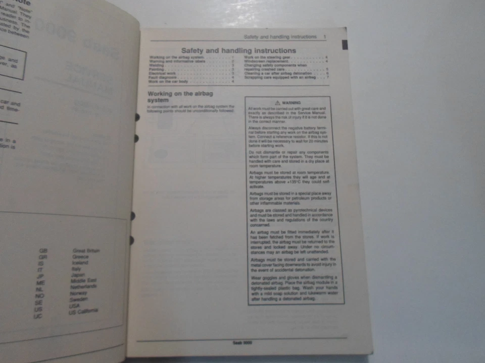 1988 1994 Saab 9000 8:6 Airbag Servizio Riparazione Negozio Manuale Worn Tinto - Immagine 3 di 4