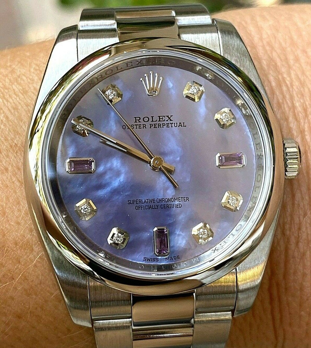 Rolex 36mm Oyster Perpetual 116000 Purple Rain Mother of
