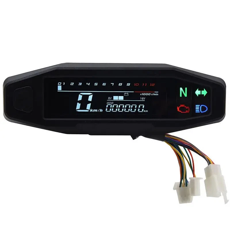 Mini Motorcycle Digital Speedometer: LED Tachometer Panel w/ LCD Display - Image 3 of 4