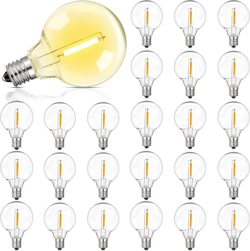 25 Pack G40 LED Globe Replacement Bulbs Warm White C7 E12 Base Patio Light Bulb - Picture 1 of 22