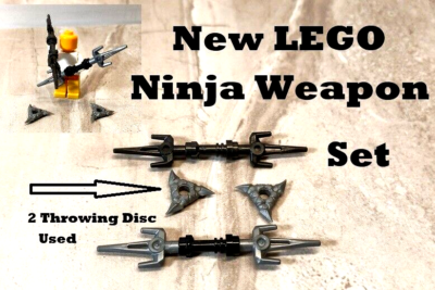 New LEGO Ninja Weapon Set Throwing Stars Disks Double Ended Spear