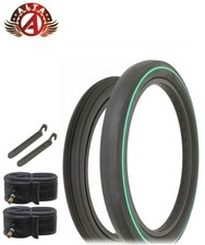SCHWINN STYLE BICYCLE 16X1-3/4 S7 & 20X2.125 S2 WIDE SLICK GN LINE TIRE 6PC SET.