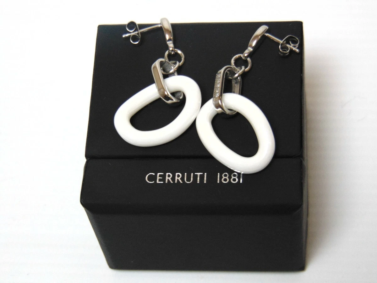 Cerruti 1881 Ladies White Ceramic and Zircon Crystal Earrings eBay
