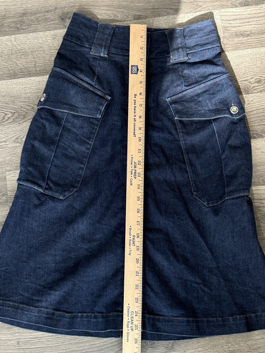 Massimo Dutti Button Front Dark Denim A-line Knee Length