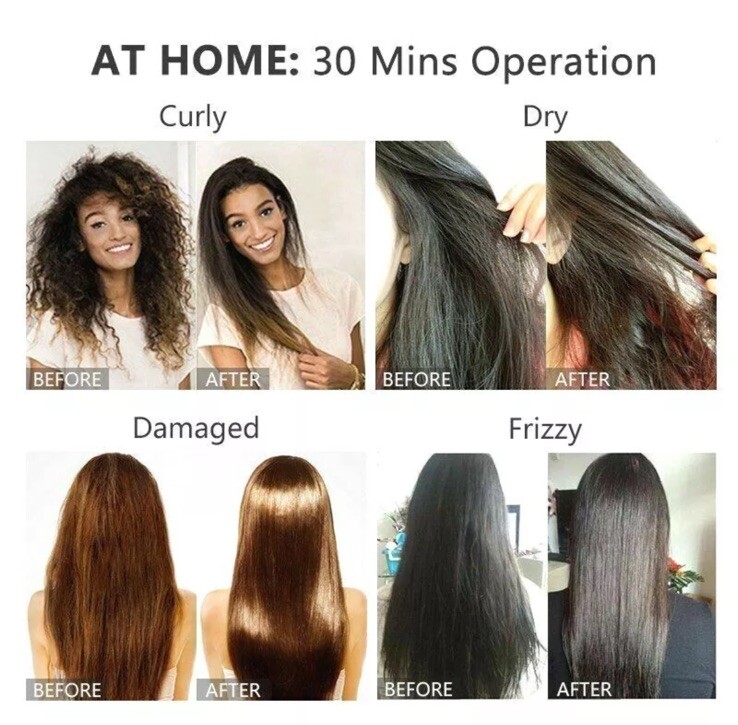 300ml 8% Curly Hair Care Keratin Straightener 100ml Purifying Shampoo Treatment