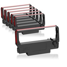 PACK of 6 Black  Red Ribbon Cartridge for Epson ERC30/34/38 ERC-30BR