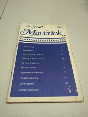 1976 Ford Maverick Owners Manual Care & Operation Guide (FPS 365-10676-A)