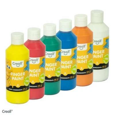 6x 250ml Creall Fingermalfarbe Fingerfarbe Malfarbe Kinder Papier Tonkarton Kita