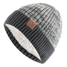 Two-Tone Winter Hats Add Fur Lined Men And Women Fashion Warm Beanie Cap Casual