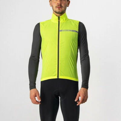 Castelli SQUADRA ST VEST STRETCH Herren Windweste Fahrrad Weste Gelb und Schwarz