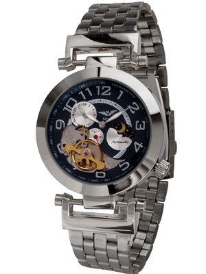 Minoir Uhren Modell Niort II silber/blau Automatikuhr