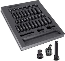Powerbuilt 40 Piece Impact Socket Set, 3/8 Inch Drive, 6 Point 3/8-Inch 