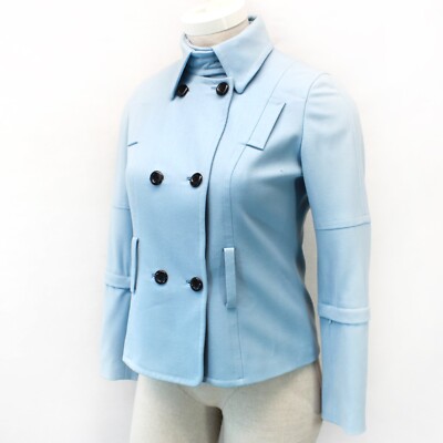 Per Se Blue Wool  Double Breast Jacket Coat Size 12 quiet luxury old money