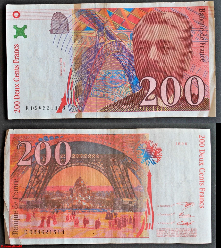 France ! Billet de 200 Francs Eiffel de 1996, état de circulation courante - Photo 1/1