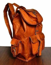 Genuine Vintage Handmade 100 Leather Backpack Rucksack travel Bag For Women's