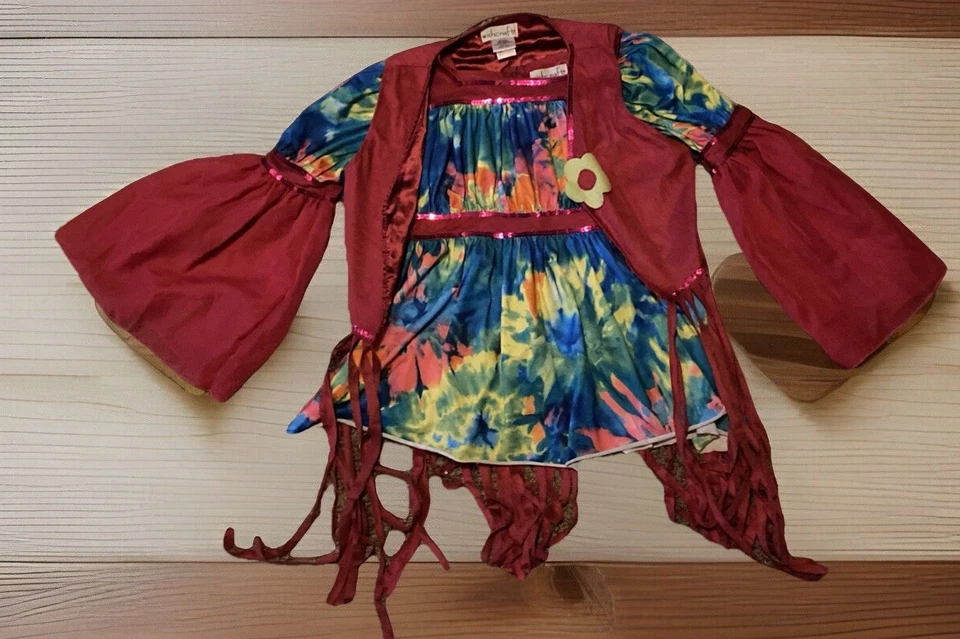 Chasing Fireflies Wishcraft 4-pc HIPPIE CHICK 70's Tie Dye Halloween Girls Sz 12 - Image 2 of 4