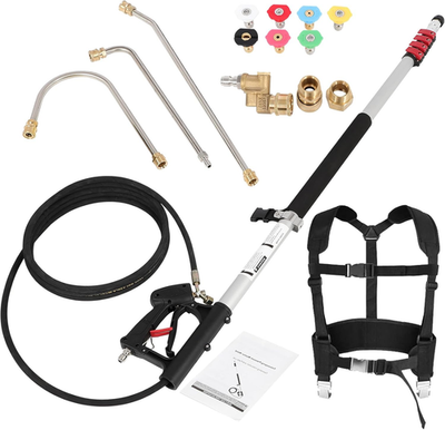 #ad #ad 24FT Telescoping Pressure Washer Wand with 7 Nozzles amp; Harness 4000 PSI $207.99