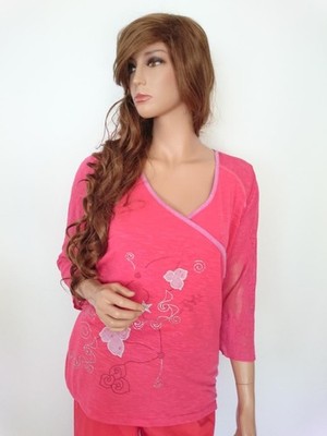 ZIZZI Damen Tunika Bluse Gr. S Rosa 3/4 Ärmel Spitzenstickerei Einfarbig