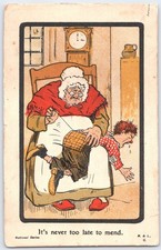 1903 Edwardian Spanking Postcard "Never Too Late to Mend" Liverpool