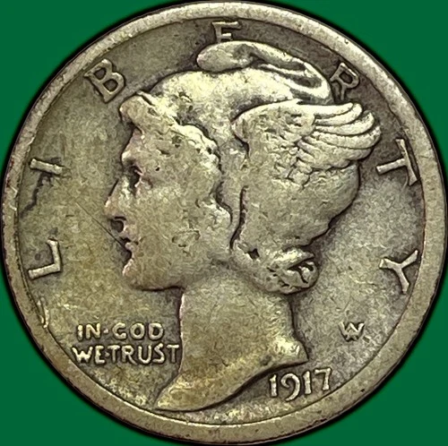 1917-S Mercury Dime Very Fine VF Coin #36909