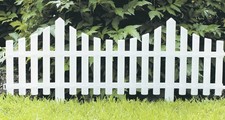 White Picket Fence Wood Effect Plastic Edging Flexi Garden Flower Bed Lawn Fence