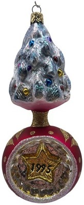 Tree On Ball Glitter Star Reflector Red Old World OWC Christmas Ornament