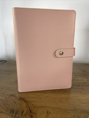 ZICOTO Pink 6 Ring Planner Binder Cover Faux Leather Organizer Gold Rings