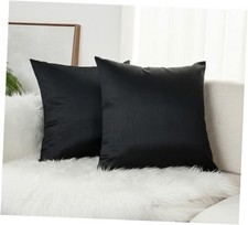26x26 Inches Faux Silk Square European Shams, 26" x 26" Pack of 2 Black