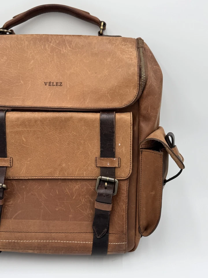 Mochila de couro Velez Top Grain - Bolsa para laptop 15,6 polegadas - LEIA alguns danos - Imagem 3 de 4