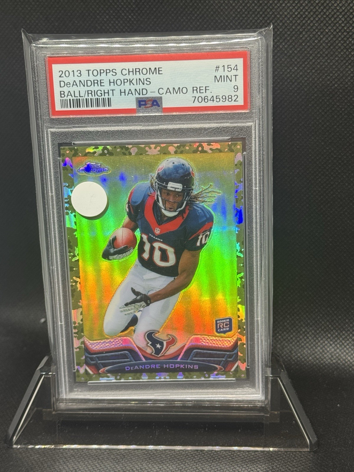 2013 Topps Chrome DeAndre Hopkins Ball Right Hand CAMO Refractor /499, PSA 9
