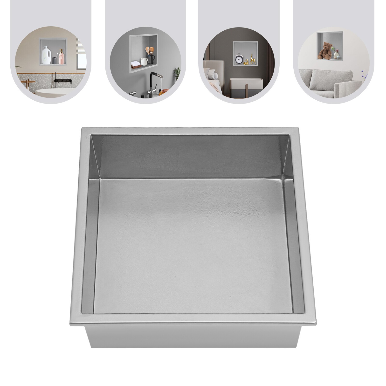 Silver Grey 201 Stainless Steel Preformed Recessed Shower Niche Shelf Waterproof