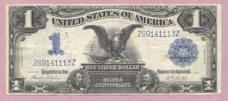 1899 $1 Black Eagle Silver Certificate One Dollar Z Z Block True Auction
