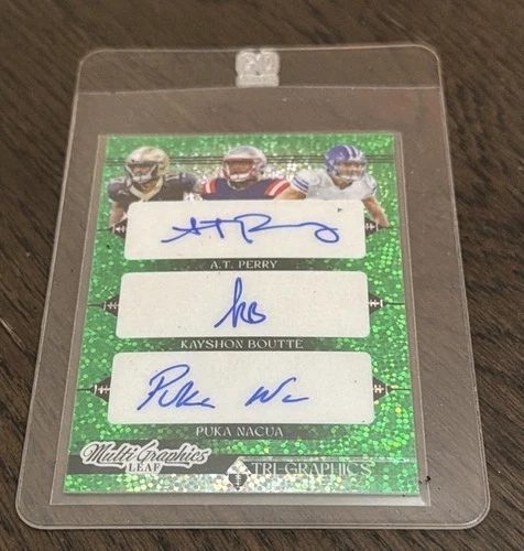 2023 Leaf Multi Graphics Green Sparkle Perry Boutte Puka Nacua RC Triple AUTO /5