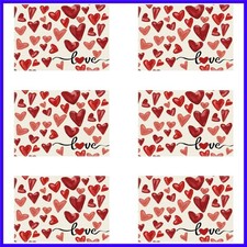 Watercolor Red Love Hearts Valentine  s Day Placemats Set of 6 Table Mats for ...
