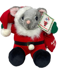 JCPenney Santa Mouse Plush Stuffed Animal Holding Sack Christmas Decor w/ Tags